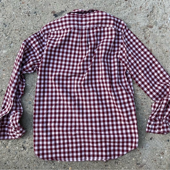 J.CREW Gingham Stretch Secret Wash Shirt - Merlot - Medium - Picture 2 of 4